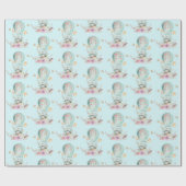 Whimsical Bunny Riding in een luchtballon Cadeaupapier (Vlak)