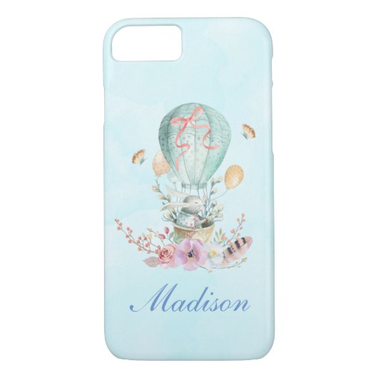 Whimsical Bunny Riding in een luchtballon Case-Mate iPhone Case (Achterkant)