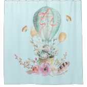 Whimsical Bunny Riding in een luchtballon Douchegordijn (Voorkant)