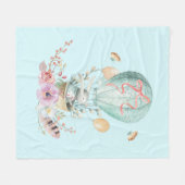 Whimsical Bunny Riding in een luchtballon Fleece Deken (Voorkant (Horizontaal))