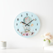 Whimsical Bunny Riding in een luchtballon Grote Klok (Huis)