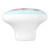 Whimsical Bunny Riding in een luchtballon Keramische Knop (Zijkant)