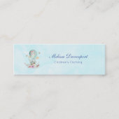 Whimsical Bunny Riding in een luchtballon Mini Visitekaartje (Voorkant)