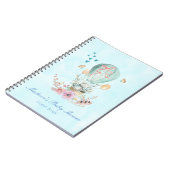 Whimsical Bunny Riding in een luchtballon Notitieboek (Linkerzijde)