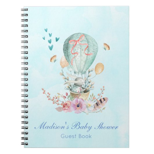 Whimsical Bunny Riding in een luchtballon Notitieboek (Voorkant)