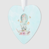 Whimsical Bunny Riding in een luchtballon Ornament (voorkant)