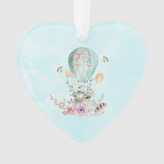 Whimsical Bunny Riding in een luchtballon Ornament (voorkant)
