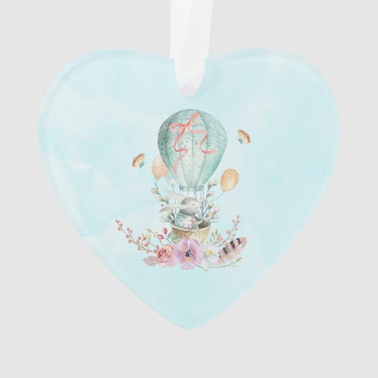 Whimsical Bunny Riding in een luchtballon Ornament (achterkant)