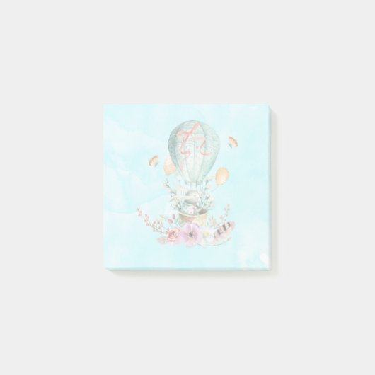 Whimsical Bunny Riding in een luchtballon Post-it® Notes (Voorkant)
