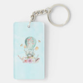 Whimsical Bunny Riding in een luchtballon Sleutelhanger (achterkant)