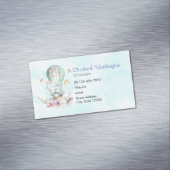 Whimsical Bunny Riding in een luchtballon Visitekaartje Magneet (Voorbeeld)