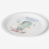 Whimsical Bunny Rijden in een ballon Baby shower Papieren Bordje (Gekanteld)