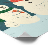 Whimsical Bunny & Snowman Art Print Poster (Hoek)