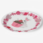 Whimsical Bunny & Strawberry Cupcake Birthday Papieren Bordje (Gekanteld)