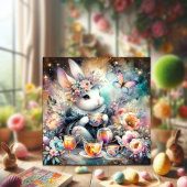Whimsical Bunny Tea Party Verrukking Pasen Feestdagenkaart