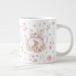 Whimsical Bunny Teapot Floral Spring  Grote Koffiekop