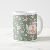 Whimsical Bunny Teapot Floral Spring  Grote Koffiekop (Voorkant rechts)
