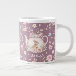 Whimsical Bunny Teapot Floral Spring  Grote Koffiekop