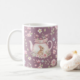 Whimsical Bunny Teapot Floral Spring  Koffiemok