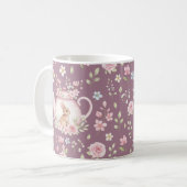 Whimsical Bunny Teapot Floral Spring  Koffiemok (Voorkant links)