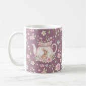 Whimsical Bunny Teapot Floral Spring  Koffiemok (Links)