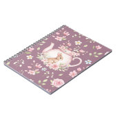 Whimsical Bunny Teapot Floral Spring Notebook Notitieboek (Linkerzijde)