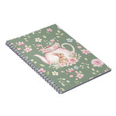 Whimsical Bunny Teapot Floral Spring Notebook Notitieboek (Rechterzijde)