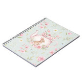 Whimsical Bunny Teapot Floral Spring Notebook Notitieboek (Linkerzijde)