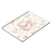 Whimsical Bunny Teapot Floral Spring Notebook Notitieboek (Linkerzijde)