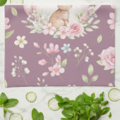 Whimsical Bunny Teapot Floral Spring  Theedoek (Gevouwen)