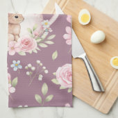 Whimsical Bunny Teapot Floral Spring  Theedoek (Quarter Fold)