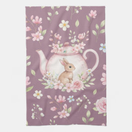 Whimsical Bunny Teapot Floral Spring  Theedoek