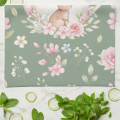 Whimsical Bunny Teapot Floral Spring  Theedoek (Gevouwen)