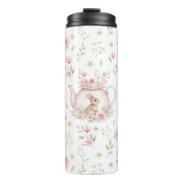 Whimsical Bunny Teapot Floral Spring  Thermosbeker