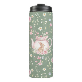 Whimsical Bunny Teapot Floral Spring  Thermosbeker