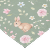 Whimsical Bunny Teapot Spring Floral Pattern Tafelkleed (Gekanteld)