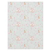 Whimsical Bunny Teapot Spring Floral Pattern Tafelkleed (Voorkant)