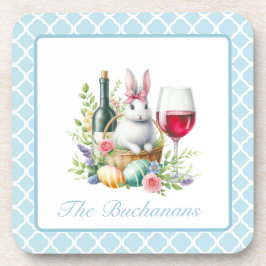 Whimsical Bunny & Wine Design Hard plastic onderze Bier Onderzetter