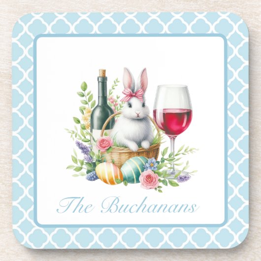 Whimsical Bunny & Wine Design Hard plastic onderze Bier Onderzetter (Voorkant)