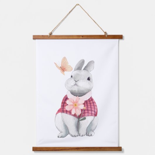 Whimsical Bunny Woodland kinderkamer decor Hangend Wandkleed (Voorkant)