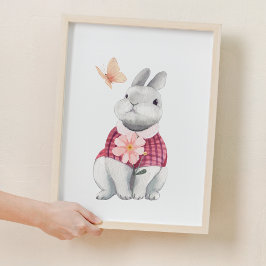 Whimsical Bunny Woodland kinderkamer decor Poster