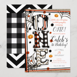 Whimsical Burlap Halloween Mashup 1e Verjaardag Kaart