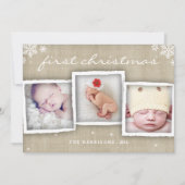 Whimsical Burlap Rustic Merry-kerstfoto Feestdagenkaart (Voorkant)