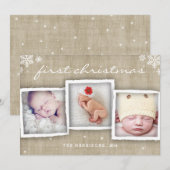 Whimsical Burlap Rustic Merry-kerstfoto Feestdagenkaart (Voorkant / Achterkant)