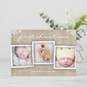 Whimsical Burlap Rustic Merry-kerstfoto Feestdagenkaart (Staand voorkant)