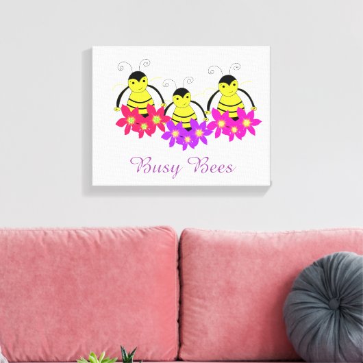 Whimsical Busy Bees Canvas Afdruk (Insitu (Woonkamer))