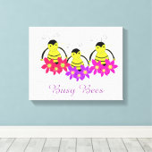 Whimsical Busy Bees Canvas Afdruk (Insitu (Houten vloer))