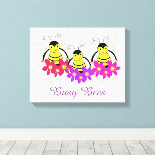Whimsical Busy Bees Canvas Afdruk (Insitu (Houten vloer))