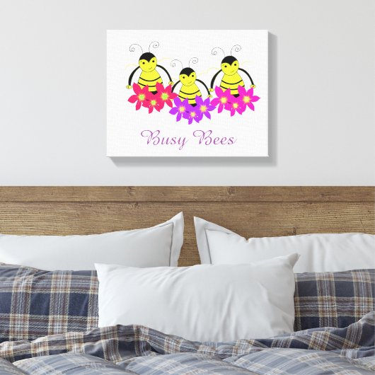Whimsical Busy Bees Canvas Afdruk (Insitu (Slaapkamer))