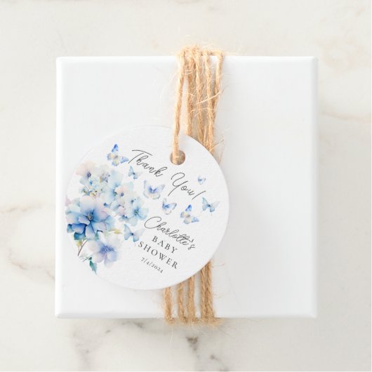 Whimsical Butterflies Baby shower Bedankjes Labels (In situ)